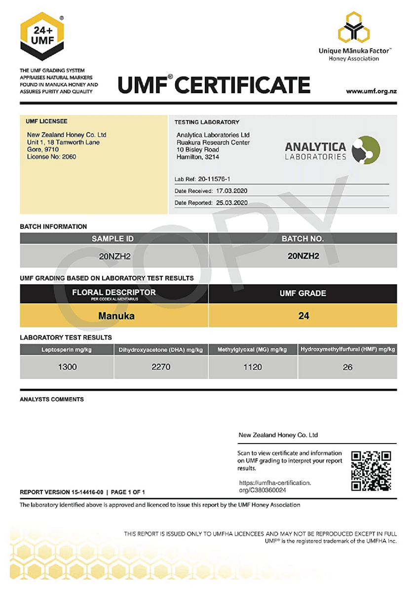 Manuka Honey UMF™ 24+ | MGO 1122+