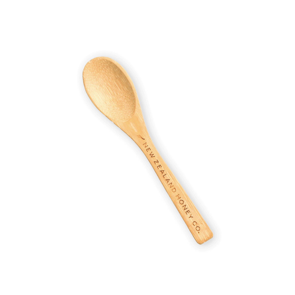 Single bamboo Daily Spoon engraved with New Zealand Honey Co. branding